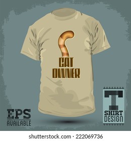 Graphic T- shirt design - Cat Owner, Cat tail Icon - emblem, lettering - shirt graphic design - vector illustration.