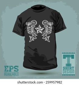 Graphic T- shirt design - Rockstar Abstract design, t-shirt - jacket design with stitches and rivets - vector illustration.