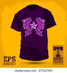Graphic T- shirt design - Rockstar Abstract design, t-shirt - jacket design with stitches and rivets - vector illustration.