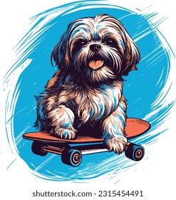 Graphic t shirt vector dog skateboarding , Tshirt design