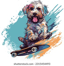 Graphic t shirt vector dog skateboarding , Tshirt design