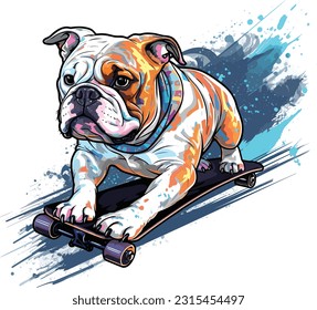 Graphic t shirt vector dog skateboarding , Tshirt design