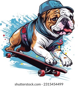 Graphic t shirt vector dog skateboarding , Tshirt design