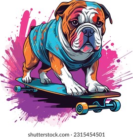 Graphic t shirt vector dog skateboarding , Tshirt design