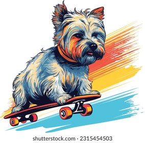 Graphic t shirt vector dog skateboarding , Tshirt design