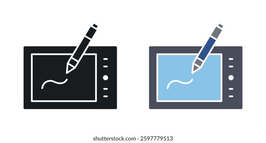 Graphic tablet colored icon set. Stock Vector
