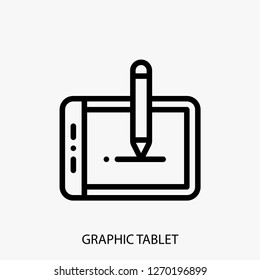 Graphic tablet concept line icon. Simple element illustration. Graphic tablet concept outline symbol design. Can be used for web and mobile UI/UX . Modern vector style.
