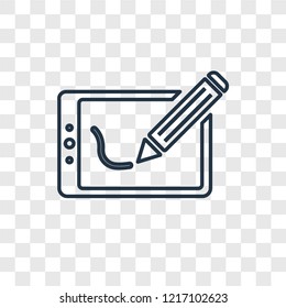 Graphic tablet concept vector linear icon isolated on transparent background, Graphic tablet concept transparency concept in outline style