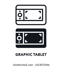 Graphic Tablet. Designer Device for Drawing. Vector Flat Line Stroke Icon.