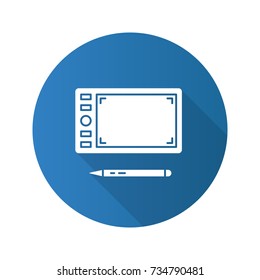 Graphic tablet flat design long shadow glyph icon. Magnetic drawing board. Vector silhouette illustration