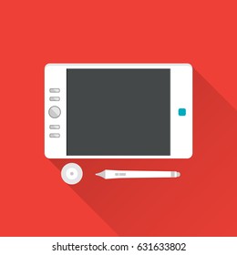 Graphic tablet. Flat design. Vector illustration.