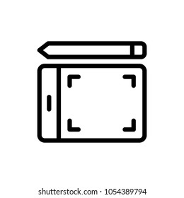 Graphic tablet flat icon. Single high quality outline symbol of info for web design or mobile app. Thin line signs for design logo, visit card, etc. Outline logo of graphic tablet