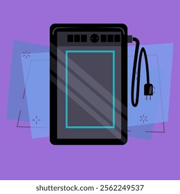 Graphic tablet flat illustration. Smartphone, digital tablet, e-reader. Painting concept. Vector illustration can be used for topics like wireless technology, design, art