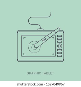 Graphic tablet in a flat style. Digital drawing. Web design. Graphics.
