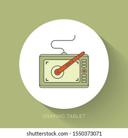 Graphic tablet in a flat style. Digital drawing. Web design. Graphics.