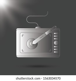 Graphic tablet in a flat style. Digital drawing. Web design. Graphics.