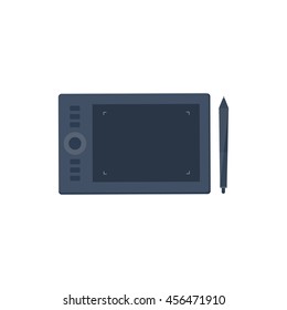 Graphic tablet in a flat style. Digital drawing. Web design. Graphics. Vector illustration.