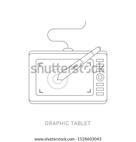 Graphic tablet in a flat style. Digital drawing. Web design. Graphics. 