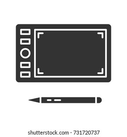 Graphic tablet glyph icon. Silhouette symbol. Magnetic drawing board. Negative space. Vector isolated illustration