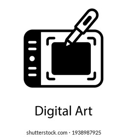 Icono de tableta gráfica arte digital en estilo sólido 