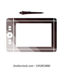 Graphic Tablet Icon. Flat Color Ladder Design. Vector Illustration.