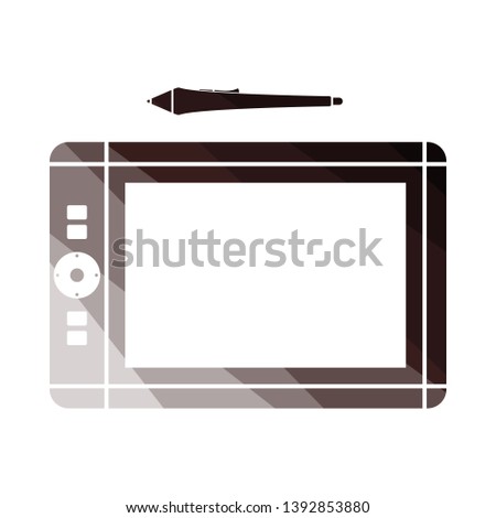 Graphic Tablet Icon. Flat Color Ladder Design. Vector Illustration.