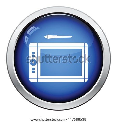 Graphic tablet icon. Glossy button design. Vector illustration.