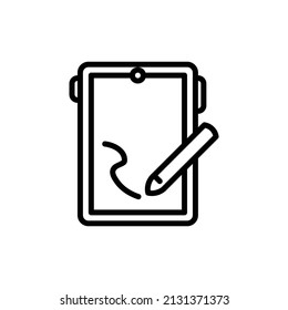  graphic tablet icon, isolated gadget outline icon in light grey background, perfect for website, blog, logo, graphic design, social media, UI, mobile app, EPS 10 vector illustration
