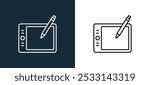graphic tablet icon isolated on white and black colors. graphic tablet outline linear vector icon from office stationery collection for mobile apps, web and ui.
