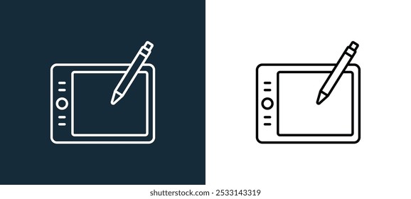 graphic tablet icon isolated on white and black colors. graphic tablet outline linear vector icon from office stationery collection for mobile apps, web and ui.