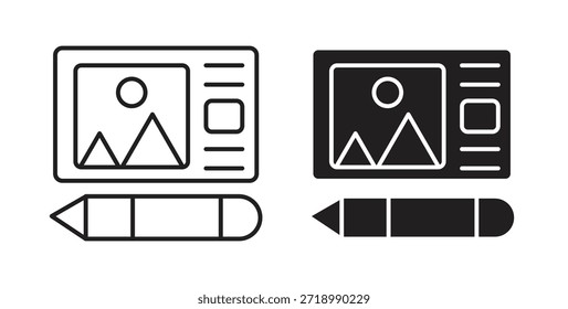 Grafik-Tablet-Symbol für mobile App, bearbeitbare Designs