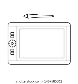 Graphic Tablet Icon. Outline Simple Design With Editable Stroke. Vector Illustration.