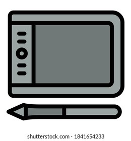 Graphic tablet icon. Outline graphic tablet vector icon for web design isolated on white background