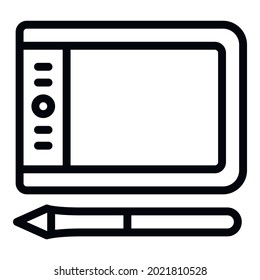 Graphic tablet icon. Outline graphic tablet vector icon for web design isolated on white background