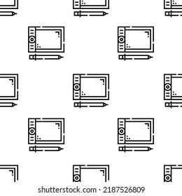 graphic tablet icon pattern. Seamless graphic tablet pattern on white background.
