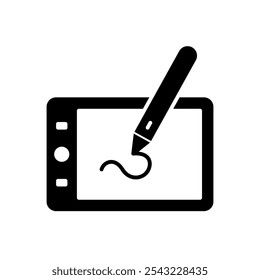 Graphic tablet icon with stylus pen
