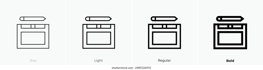 graphic tablet icon. Thin, Light Regular And Bold style design isolated on white background