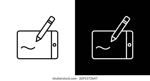 Icono de tableta gráfica. Paquete de Vectores lineales delgados