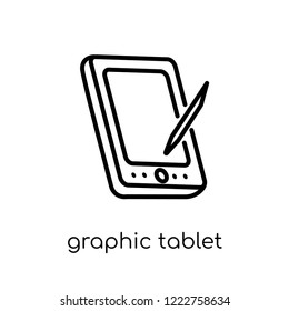 Graphic tablet icon. Trendy modern flat linear vector Graphic tablet icon on white background from thin line Electronic devices collection, editable outline stroke vector illustration