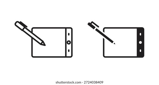 Iconos gráficos de la tableta, Vector de línea. conjunto de símbolos sólidos