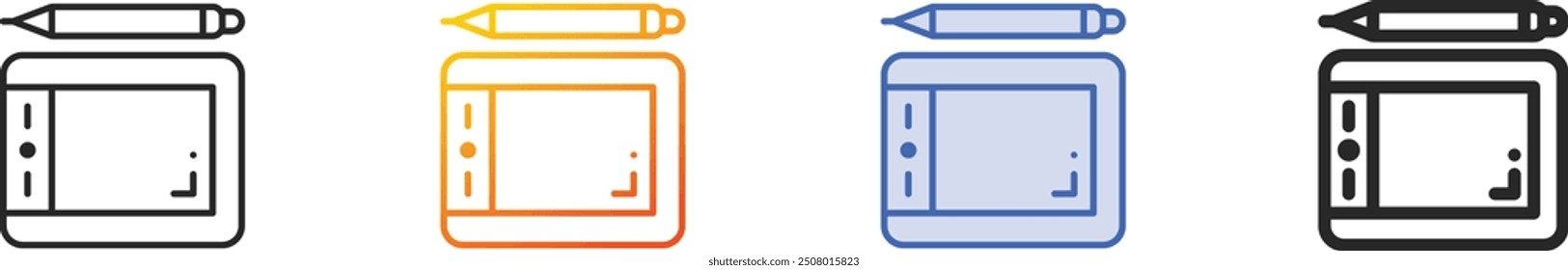 graphic tablet icon.Thin Linear, Gradient, Blue Stroke and bold Style Design Isolated On White Background