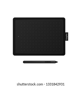 Graphic tablet isolated on white background. Vector illustration.