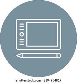 Graphic Tablet line circle icon vector image. Can also be used for web apps, mobile apps and print media.