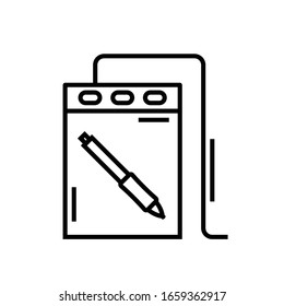 Icono de línea gráfica de tableta, signo de concepto, ilustración de vector de contorno, símbolo lineal.