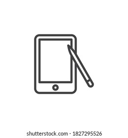 Graphic tablet line icon. linear style sign for mobile concept and web design. Digital drawing tablet with stylus outline vector icon. Symbol, logo illustration. Vector graphics