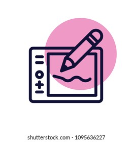 Graphic tablet line vector icon