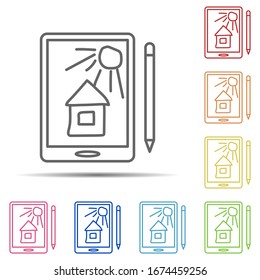 graphic tablet multi color icon. Element of workplace icon on white background