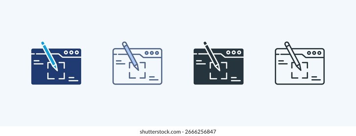 Colección de icono de estilo múltiple de tableta gráfica