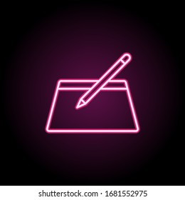 Grafisches Tablet-Neonsymbol. Einfache dünne Linie, Vektorillustration von Computerteilsymbolen für i und ux, Website oder mobile Anwendungen