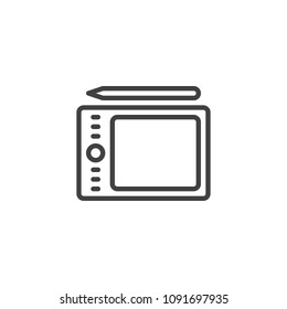 Graphic Tablet outline icon. linear style sign for mobile concept and web design. Digital Drawing Board simple line vector icon. Symbol, logo illustration. Pixel perfect vector graphics